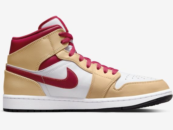 Air Jordan 1 Mid White-Cardinal Red-Light Curry