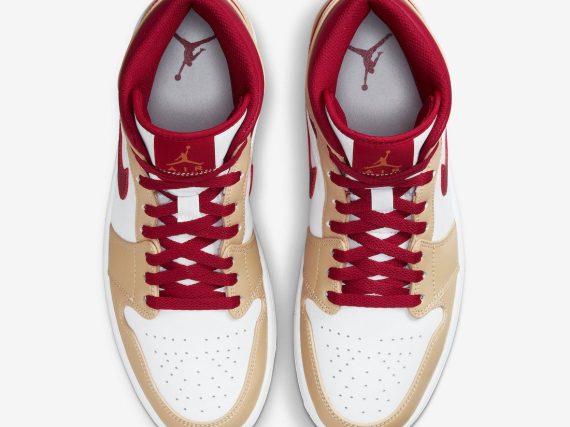 Air Jordan 1 Mid White-Cardinal Red-Light Curry