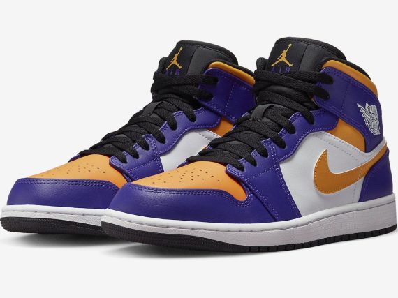 Air Jordan 1 Mid Lakers Purple Yellow
