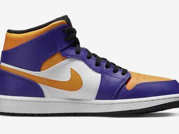Air Jordan 1 Mid Lakers Purple Yellow