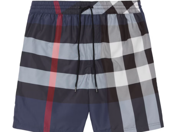 Check Swim Shorts in Carbon blue
