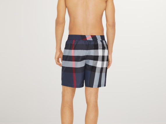 Check Swim Shorts in Carbon blue